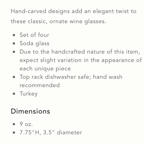 Anthropologie Handcrafted Wine Glasses Set of Four Rare NIB - Picture 4 of 12